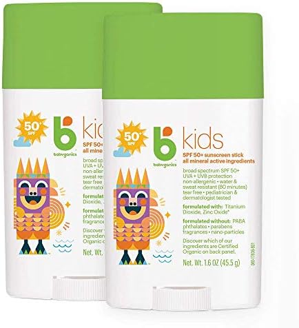 Babyganics SPF 50 Tamanho da viagem Crianças Proteção solar UVA UVB Proteção | Resistente à água e suor | não alergênico,