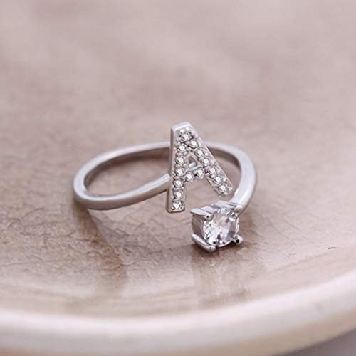 Anéis correspondentes para mulheres na moda e simples de abertura 26 letras anel de diamante para mulheres anéis de