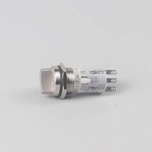 Codificador Brewix Switch 1pcs 16mm de seletor de seletor de metal de 16 mm 2 3 Position Push Metal Push Button On Off TraveLa