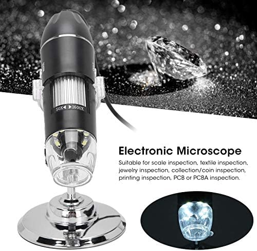 Microscópio eletrônico, microscópio 8LED portátil 1600X Ajuste o consumo de baixa energia eletrônico para computador