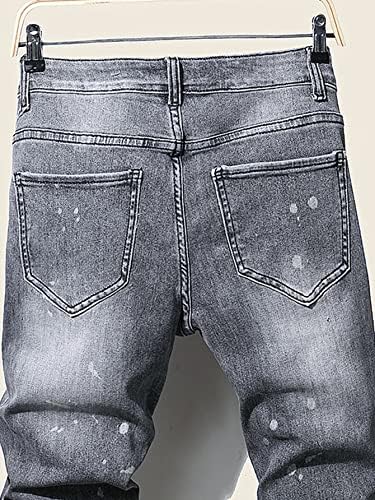 Jeans de jeans masculinos de Beahala para homens Men's Men Men Heart & Letter Graphic Raw Trim Jeans Jeans Men Jeans