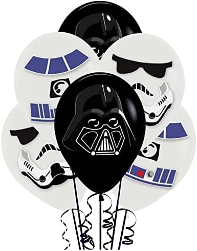 Star Wars Latex Balloons Decorating Kit - 12 polegadas - preto e branco - pacote de 6