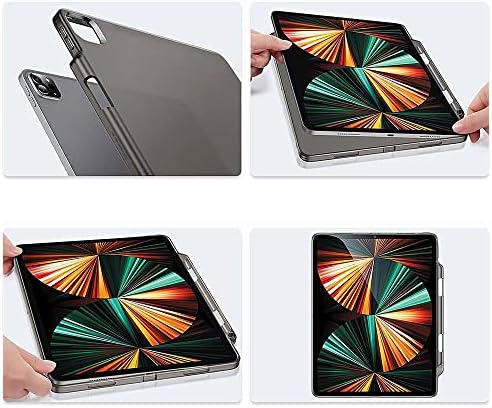 Capa de caixa da série Hybrid -Flex Saharacase para Apple iPad Pro 12,9 polegadas [pára -choques à prova de choque] Proteção acidentada Antislip Lightweight Slim Fit - Clear Black
