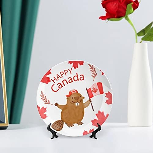 Bandeira canadense BEAVER BONE China Decorativa Placas Cerâmicas Artesanato Com Display Stand for Home Office Wall