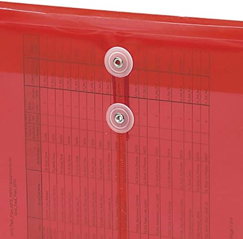Smead Poly Envelope, expansão de 1-1/4 , fechamento da tie de cordas, carga superior, tamanho da letra, vermelho, 5 por pacote