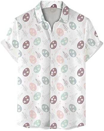 Camiseta de páscoa para homens casuais esquadrão de páscoa coelho botão havaiana camisa aloha camisa masculina camisas