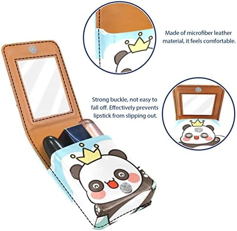 Caixa de batom de Oryuekan com espelho bolsa de maquiagem portátil fofa bolsa cosmética, cartoon animal panda adorável movimento