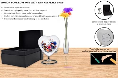 Urna de design floral ousado e divino Urna de lembrança - Mini Cremação de coração Urna com Stand & Premium Box - Pequena Urna