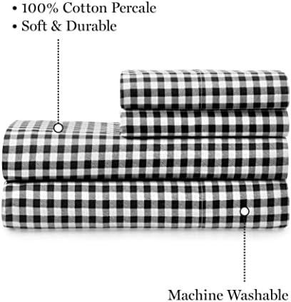 Martha Stewart Cotton King Size Sheets - 4 peças | Folha plana - Folha ajustada - travesseiros | Bedding | Home Essentials | Folhas de bolso profundo | Macio e suave | Cinza