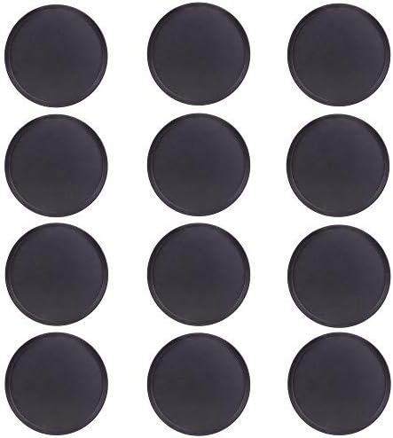 Bandeja de porção de plástico preto redonda de 12 pacote com forro de segurança de borracha sem deslizamento-restaurante comercial