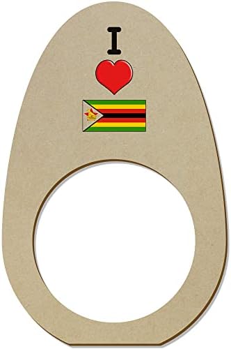 Azeeda 5 x 'eu amo zimbabwe' anéis/suportes de guardanapo de madeira