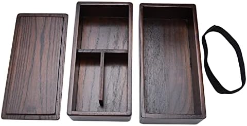Caixa de bento de bento PLPLAAOO, lancheira natural de madeira, caixa japonesa de bento de bento de camada de dupla