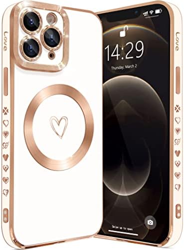 YKCZL Compatível com o iPhone 11 Pro Max Case com magsafe, luxuosos Caso de proteção de lente de câmera completa de lente de luxo para o iPhone 11 Pro Max for Women Girls-White