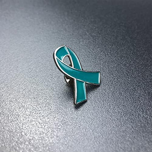 50pcs Teal Ribbon Consciência dos pinos de conscientização do câncer de ovário cervical