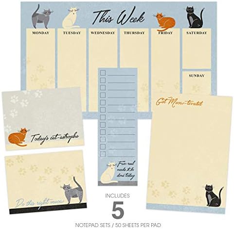 Amante de gatos sticky note conjunto de conjuntos / gatinho com tema Reposicionável no bloco de mesa / 5 designs adoráveis