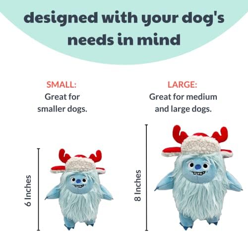 Huxley e Kent para cães | Klondike yeti | Holiday Christmas Power Plush Dog Toy com Squeaker | Presente de cachorro engraçado | Diversão, durável e segura | H&K Squeaky Dog Toys