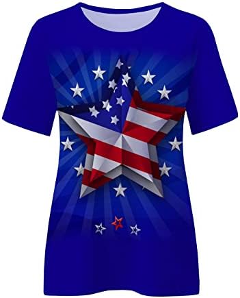 American Flag Tees Shirt Day da Independência da Independência do Mulheres Crewneck de Manga Crewneck de 4 de julho Pullover patriótico