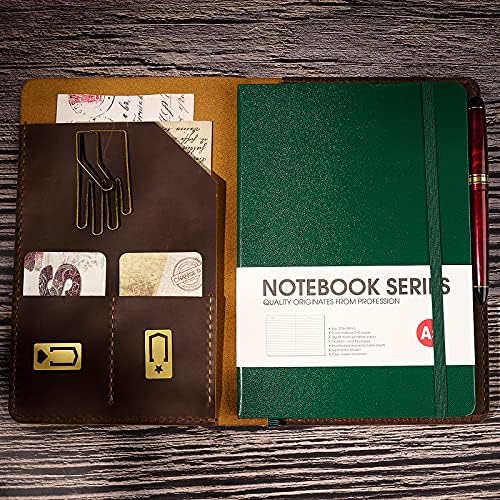 capa de notebook de couro wowlomo para notebook A5 Moleskine - 8,3 x 5 polegada de couro macio de couro macio, capa de caderno