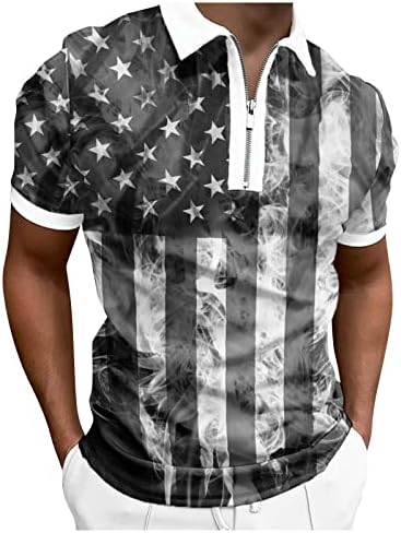 Ruiruilico Mens Patriótico Americano Bandeira Americana Camisas Polo