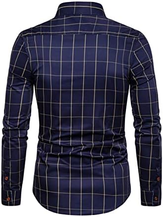 Maiyifu-gj-GJ Men's Wrikle Dress Dress camisa de vestido regular Button Button Down Down Camisetas xadrez xadrez sólido de manga longa