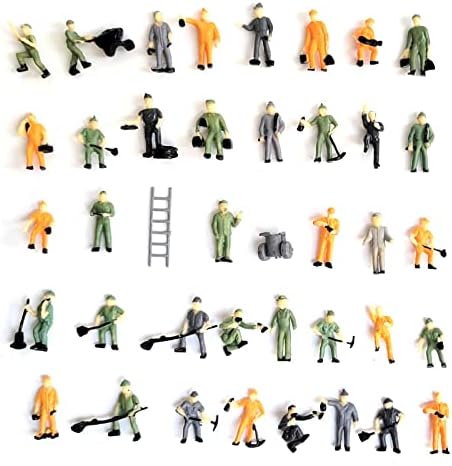 40pcs 1:87 Escala DIY pintada figuras ferroviárias minúsculas pessoas mistas trabalhadores ferroviários modelam pessoas com escada em miniatura em pé de pessoas