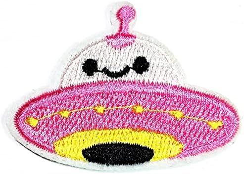 Kleenplus mini rosa ufo patches infantil adesivo de desenho animado artes de papel bordado artes de costura de mangueira