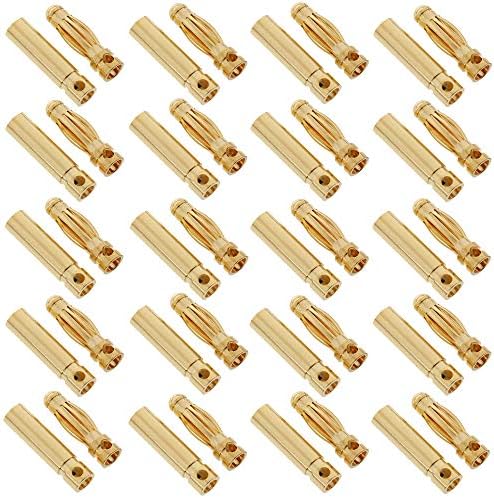 Linsyrc 20 pares banhados a ouro 3,0 mm 3mm Banana Plug RC Conector de balas Adaptador terminal masculino para motores de bateria