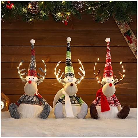 Decorações de Natal de pifude de Natal Ornamento de Elk Doll de pelúcia artesanal com ornamento de árvore de Natal de