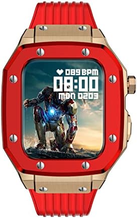 Kit de modificação Founcy para Apple Watch Band Case 44mm 45mm 42mm para Apple Watch Silicone Watch Band + Caso de relógio de aço inoxidável para Iwatch Series 8 7 6 5 4 SE METAL Frame Frame