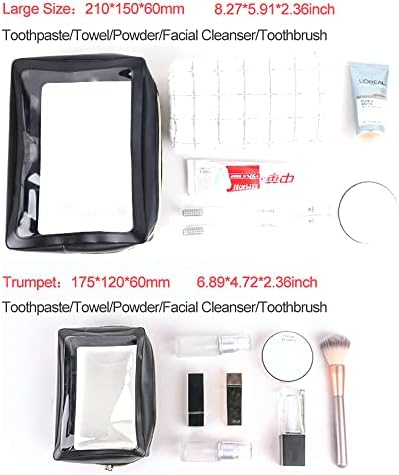 2 Pacote de bolsa de maquiagem transparente Bolsa de cosméticos, bolsa de higiene pessoal de deslocamento de plástico com zíper,