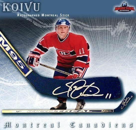 Saku Koivu assinou Stick Stick Stick - Montreal Canadiens - Sticks Autografado NHL