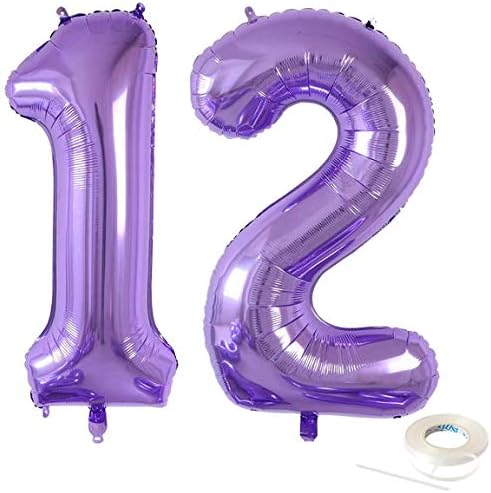 40 polegadas jumbo roxo 12 Balões para a decoração de 12º aniversário meninos meninas 12 anos idosos de festas de aniversário,
