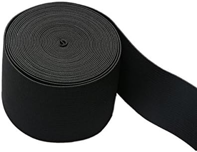 ReAriver bandeira elástica de malha pesada preta de 3 polegadas de 3 polegadas de 3 polegadas 3 metros de costura de malha elástica