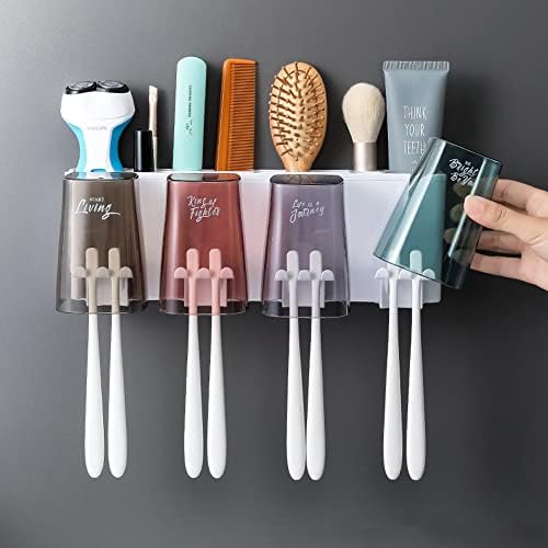 Porta-escova de dentes montada na parede, porta-escova de dentes de dentes acessórios para banheiros montados na parede, porta-escova elétrica de dentes