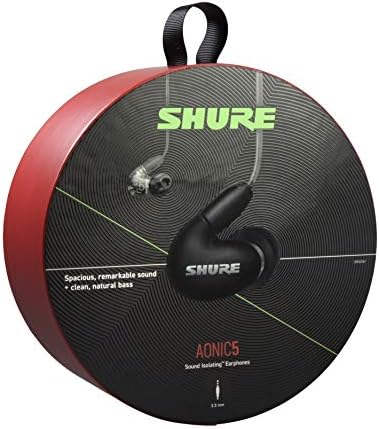 Shure Aonic 5 com fio com fio isolando fones de ouvido, som de alta definição + baixo natural, três motoristas, ajuste