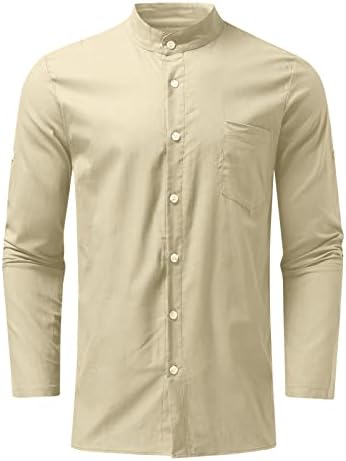 Xxbr algodão linho de manga longa camisas para masculino, botão de mola para baixo roll up tops camisa casual com bolso da frente