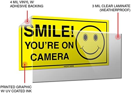 Smile você está na câmera adesivos de câmera 6 x6 e 2 x4 adesivo auto -adesivo durável 4 mil vinil - laminado - desbotado