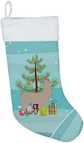Tesouros de Caroline BB9283CS LLama Christmas Christmas meia, cerceta, lareira pendurando meias de Natal Decorações de férias em família