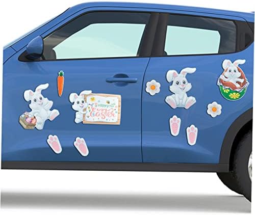 Nolitoy 33 PCs adesivos refletores de páscoa ímã de decoração da geladeira para carro Decora de coelho Decal