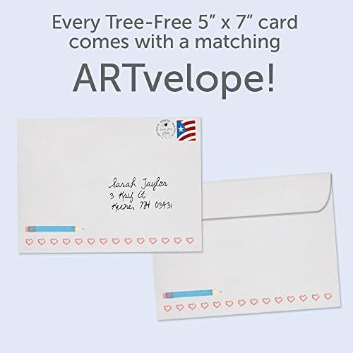 Cartões de Apreciação de Professores - Designs Artícios - 1 Cartão + Envelopes Combinantes - Made nos EUA - Reciclado