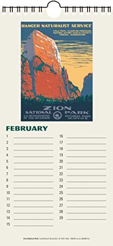 Arte de pôster do Parque Nacional do WPA Perpetual Calendário Aniversário de Aniversário da Família Data Anual Lembretes 5.5