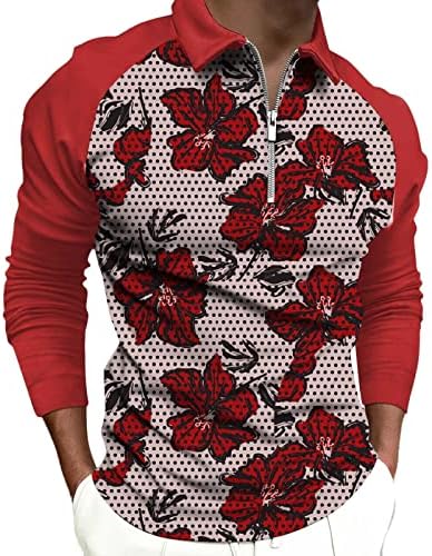 Moda de moda de moda esportiva casual impressão digital lapela raglan zíper de manga longa top mock pesco