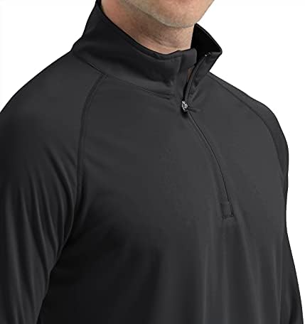 Crysty Men's Upf 50+ camisas de pesca de manga comprida Proteção solar Caminhada 1/4 zip tops