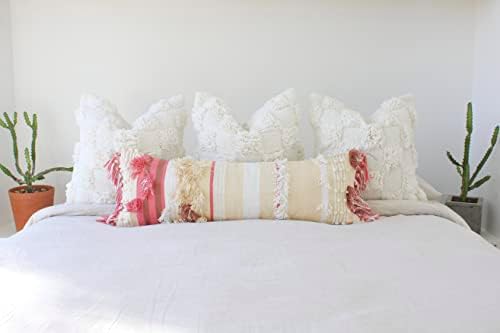 Casa Boho Pillow Lombar Capa Decoração rosa Boho Phils para travesseiros decorativos de cama para sofá BOHO Almofado comprido para cama travesseiros cor de rosa Decorativa Almofadas Boho Tamas de travesseiro rosa 12x34