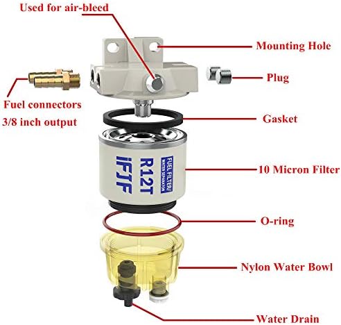 IFJF R12T Combustível Separador de água Substituição do filtro para marítimo 120AT NPT ZG1/4-19 Peças automotivas com
