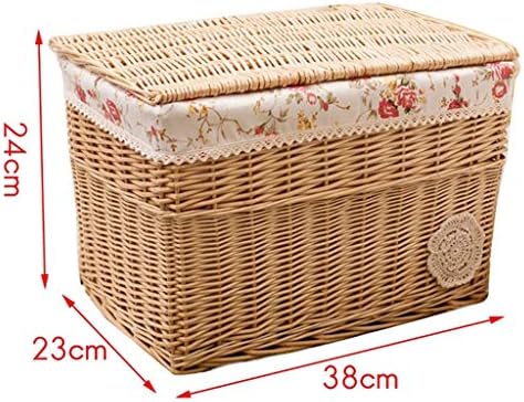 Sjydq Wicker Storage Basket Basket-Tared Storage Basket Contêiner multiuso com tampa para roupas de roupas de decoração