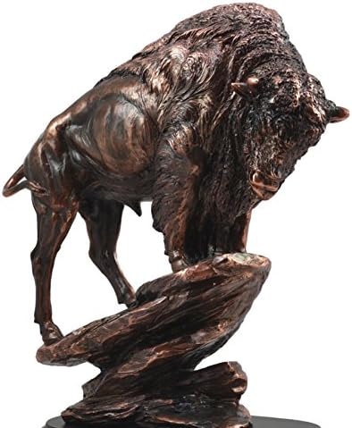 Ebros grande bisonte norte -americano na estátua íngreme de rocha 11,5 estatueta de búfalo de bronze eletroplatada