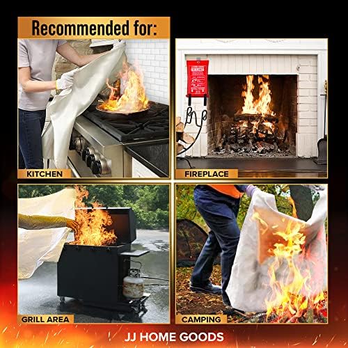 JJ Artigos domésticos Cobertor de incêndio de emergência - 40 x40 [pacote de 10 cobertores de incêndio + 10 ganchos] - cobertor