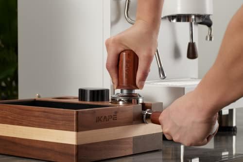 IKAPE 58,35mm Coffee adulteração de café e mola com mola com mola de aço inoxidável premium, violação de madeira de