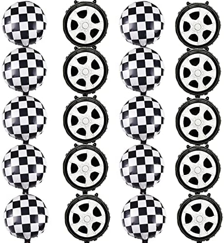 Pibipaid 20 Racing Foil Balloon, Bike Dirt Bike Motorcycle Wheels Racing Flag Competition Birthday Party Favors Supplies Decorations Favors Balloon